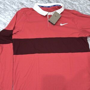 Nike Slam Dri-Fit ADV Long Sleeve Polo Tennis Shirt IB8141-696 Red Men's Large
